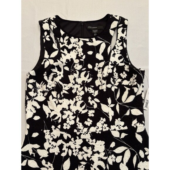 MAGGY LONDON Sheath Dress Size 8 Black White Floral Knee Length Sleeveless NWT - Picture 6 of 16
